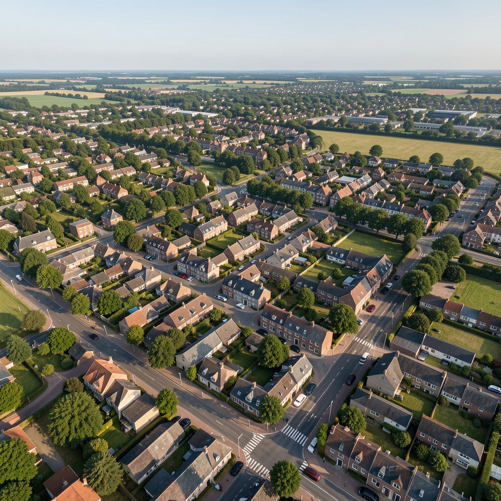 Vue aérienne d'une grande ville européenne nocturne avec lumières urbaines symbolisant la complexité des enjeux géopolitiques et économiques mondiaux
